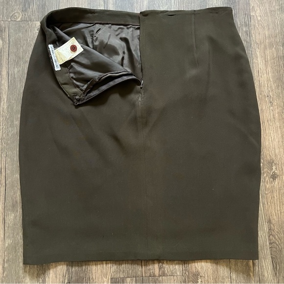 Emporio Armani Vintage Dark Olive Green Knee Length Straight Pencil Skirt Size L - Picture 10 of 13